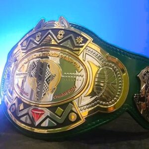Pan Afrikan World Diaspora Championship, green leather, sliver and gold plated nickel, intricate afrikan designs